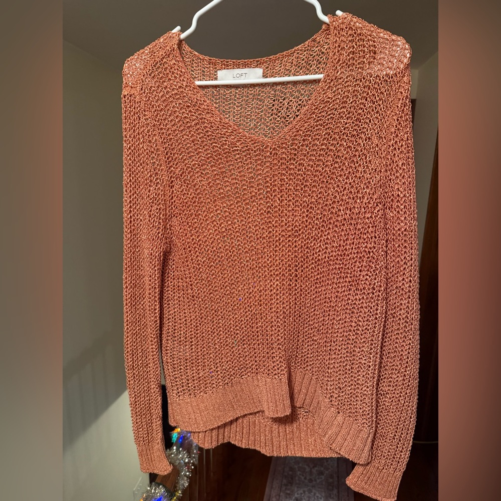 LOFT Women's Coral V-Neck Sweater
